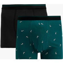 Koton Yılbaşı Temalı Desenli Rahat Kalıp 2'li Boxer Seti