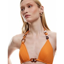 Koton Dokulu Aksesuarlı Derin V Yaka Bikini Üstü