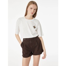 Koton Bisiklet Yaka Kısa Kollu Koala Nakışlı Pamuklu Oversize Tişört