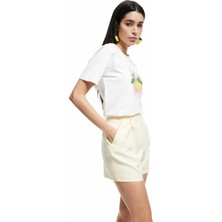 Koton x Sibil Çetinkaya Sarı Kadın Regular Fit Şort 5SAK40412PW