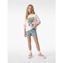Koton Stitch Baskılı Kısa Kollu Bisiklet Yaka Pamuklu Lisanslı Tişört