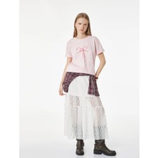 Koton Kısa Kollu Bisiklet Yaka Pamuklu Fiyonk Baskılı Tişört