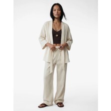 Koton Uzun Kollu Viskon Karışımlı Kuşaklı Kimono