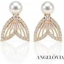 Inci Detaylı Taşlı Kadın Çelik Küpe