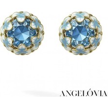 Mavi Taşlı Çelik Küpe