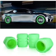 Leaf Shop Gece Parlayan Neon Fosforlu Sibop Kapağı, 4 Adet, Plastik, 2 Cm, Tüm Arabalara Uygun (Yeşil)