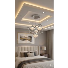 Bohem Aydınlatma Krom Kelebek Sarkıt 4'lü Modern 3 Renk LED Avize (Beyaz Sarı Günışığı)
