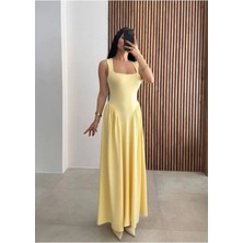 Rora Kadın Kare Yaka Kalın Askılı Elbise