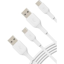 Leaf Shop Boost Charge USB C Şarj Kablosu, Usb-C, Usb-A Kablosu, iPhone 16, 15, Samsung Galaxy S24, S23, Google Pixel, iPad Pro, Nintendo Switch ve Daha Fazlası Için, 1 Metre, 2'li Paket, Beyaz