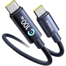 Baseus Lingxi 100W Type-C To Type-C Otomatik Akım Kesen Akıllı Hızlı Şarj ve Data Kablosu 1metre