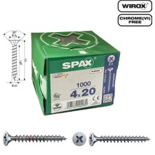 Spax Evrensel Vida 4 x 20MM 1.000 Adet Tam Dişli Havşa Başlı Yıldız Z1 Spax-S Versiyon Wırox Kaplama