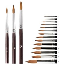 Leaf Shop Fırçası 1-3 - 5 Numara 1 Paket 3 Lü Samur Yuvarlak Uçlu Fırça Seti Guaj Sulu Akrilik Yağlı Boya Fırçaları
