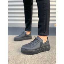 DMR Elegance JY502 Bold Bağcıklı Cilt Erkek Günlük Sneaker Ayakkabı Cst - Siyah