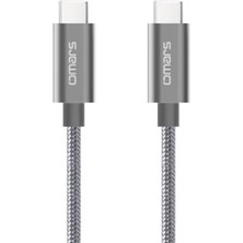 Leaf Shop Omars Type-C 3.1 5gbps 3A Örgülü Şarj ve Data Kablosu Gri 1.5 Metre