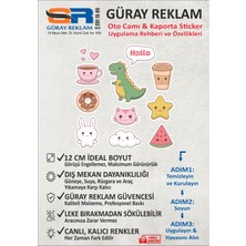 Güray Reklam Kawaii Karakterleri 9'lu Set Oto Cam ve Kaporta Sticker (12 Cm)