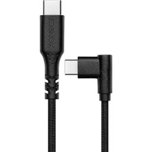 Leaf Shop To Type-C ile Uyumlu iPhone ve Samsung ile Uyumlu Hızlı Şarj ve Data Kablosu 200 cm L Tipi Gaming Hasır Örgülü (Siyah)