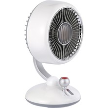 Juo Q3 120° Salınımlı 3 Kademeli LED Işıklı Şarjlı Masaüstü Fan Vantilatör Retro Beyaz