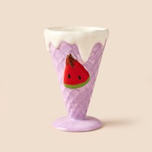 Evidea Kitchen Karpuz Desenli Seramik Dondurmalık - Mor