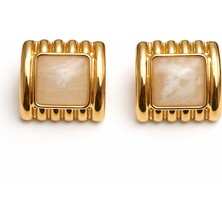 Kare Inci Görünümlü Çelik Küpe