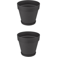 Leaf Shop Yalı Saksı, 2 Adet, Antrasit 6 Lt