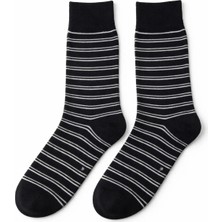 Solde Erkek Pamuklu Günlük Çorap – Ince Çizgili Desen, Siyah/beyaz, Kaliteli
