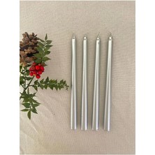 Leaf Shop Sedefli Gri Renkli Şamdan Mumu