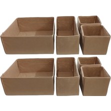 Leaf Shop Bej Çekmece Içi Düzenleyici Organizer Set - Çok Amaçlı Dolap Içi Kutu Seti
