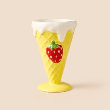 Evidea Kitchen Çilek Desenli Seramik Dondurmalık - Sarı