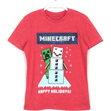 Minecraft Minecraft Çift Yönlü Pullu Baskılı Unisex Çocuk T-Shirt Kırmızı 001-0002044