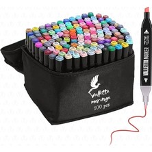 Leaf Shop Moringa 100'LÜ Çift Taraflı Art Marker Keçeli Kalem Seti Çantalı