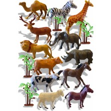 Tuengi Store 16 Parça Oyuncak Hayvan Seti Gerçekçi Vahşi ve Çiftlik Hayvanları Aksesuarlı Dev Boy 11-15 cm