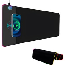 MambaSnake Rgb Gaming LED Mouse Pad Kablosuz Şarjlı 80X30 cm Büyük Boy Oyuncu Mousepad Masa Boyu Kaymaz Su Geçirmez Rgb Işıklı