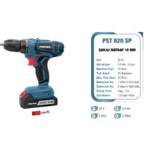 Proter Pst 920 Sp 10 mm 2.0 Ah.20 V  Li-Ion Pil 2 Vts.şarjlı Matkap P1EA112