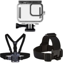 Leaf Shop Hero 12 Uyumlu Su Geçirmez Kılıf Housing Göğüs Bandı ve Kafa Bandı 3'lü Set