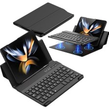 Leaf Shop Galaxy Z Fold 5/6/7 ile Uyumlu Standlı Bluetooth Klavyeli ve Keyboard Kapak, Siyah
