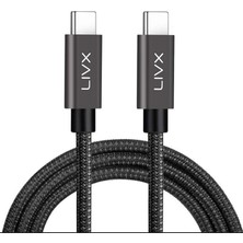 Leaf Shop Force 100W Type-C To Type-C USB 3.1 Gen2 10 Gbps 4k@60hz Hızlı Şarj Data ve Görüntü Aktarım Kablosu Örgülü Gn (3 Metre)
