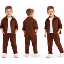 Pollito Erkek Çocuk Pamuklu Gömlek Tişört Pantolon 3'lü Alt Üst Takım