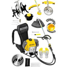 Leaf Shop Alman 16 Hp Tam Profesyonel Sırt Tipi Benzinli Tırpan Ot Çalı Çim Biçme Makinesi Sarı + Çapa Aparatı