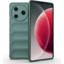 Leaf Shop Tecno ile Uyumlu Camon 30 Pro 5g Kılıf Esnek Tpu Oyuklu Arka Yüzey Tasarımlı Zore Etnik Silikon Kapak Koyu Yeşil