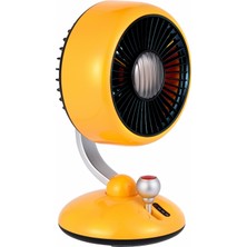 Juo Q3 120° Salınımlı 3 Kademeli LED Işıklı Şarjlı Masaüstü Fan Vantilatör Retro Sarı