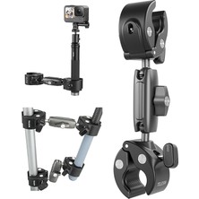Leaf Shop Duall Top Kelepçe Montaj Çubuk Direği Bisiklet Bisiklet Motosiklet Gidon Tüp Tutucu Aksesuarları Gopro Hero 13 12 11 10 9 8, Djı Osmo Action 5 Pro 4 3 INSTA360 X3 X4 Go3 Ace Pro ile Uyumlu