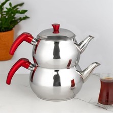 Leaf Shop 4no Dayanıklı Aile Boy Paslanmaz Çelik Çaydanlık 1.30+2.00LT Çaydanlık Takımı