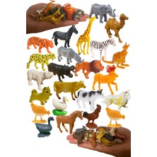 Tuengi Store 24 Parça Gerçekçi Mini Boy Çiftlik Hayvanları ve Vahşi Hayvanlar Oyuncak Hayvan Seti