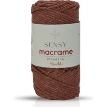 Sensy 3 mm Simli Polyester Makrome İpi 250 g Bakır Renkli Katı Malzeme ile Özel Tasarım