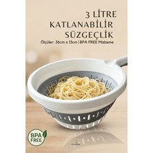 Calvera 3 Litre Katlanabilir Süzgeç - Bpa Free Silikon Saplı Yer Tasarruflu Mutfak Süzgeci (36CM x 13CM)