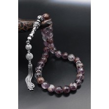 Prestige Gümüş Doğal Ametist Taşlı Tesbih 925 Ayar Gümüş Püsküllü 10MM Küre Kesim 902619