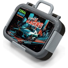 Coral High Kids Siyah Nefti Yarış Arabası Desenli Paslanmaz Çelik Beslenme Kabı 39273