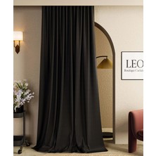 Leo Boutique Curtain Düz Pilesiz Blackout Karartma Fon Perde %100 Işık Geçirmez Fon Perde Tek Parça
