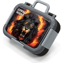 Coral High Kids Siyah Aslan Desenli Paslanmaz Çelik Beslenme Kabı 39369