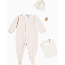 Bonpoint Bebek Seti Nakışlı Body, Şapka ve Önlük Lüks Set
